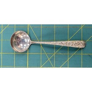 Vintage S Kirk & Sons Repousse Sterling Silver Gravy or Soup Ladle 5.5" Set of 1